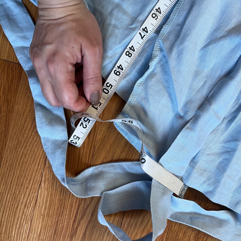 Linen Handmade Studio Light Blue 100% Linen Marlena Wrap Midi Dress Size 12 NWT - Picture 8 of 8